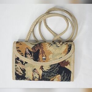 Cat Tapestry Crossbody Wallet Purse Pleather Strap  Cute! Cat Lover